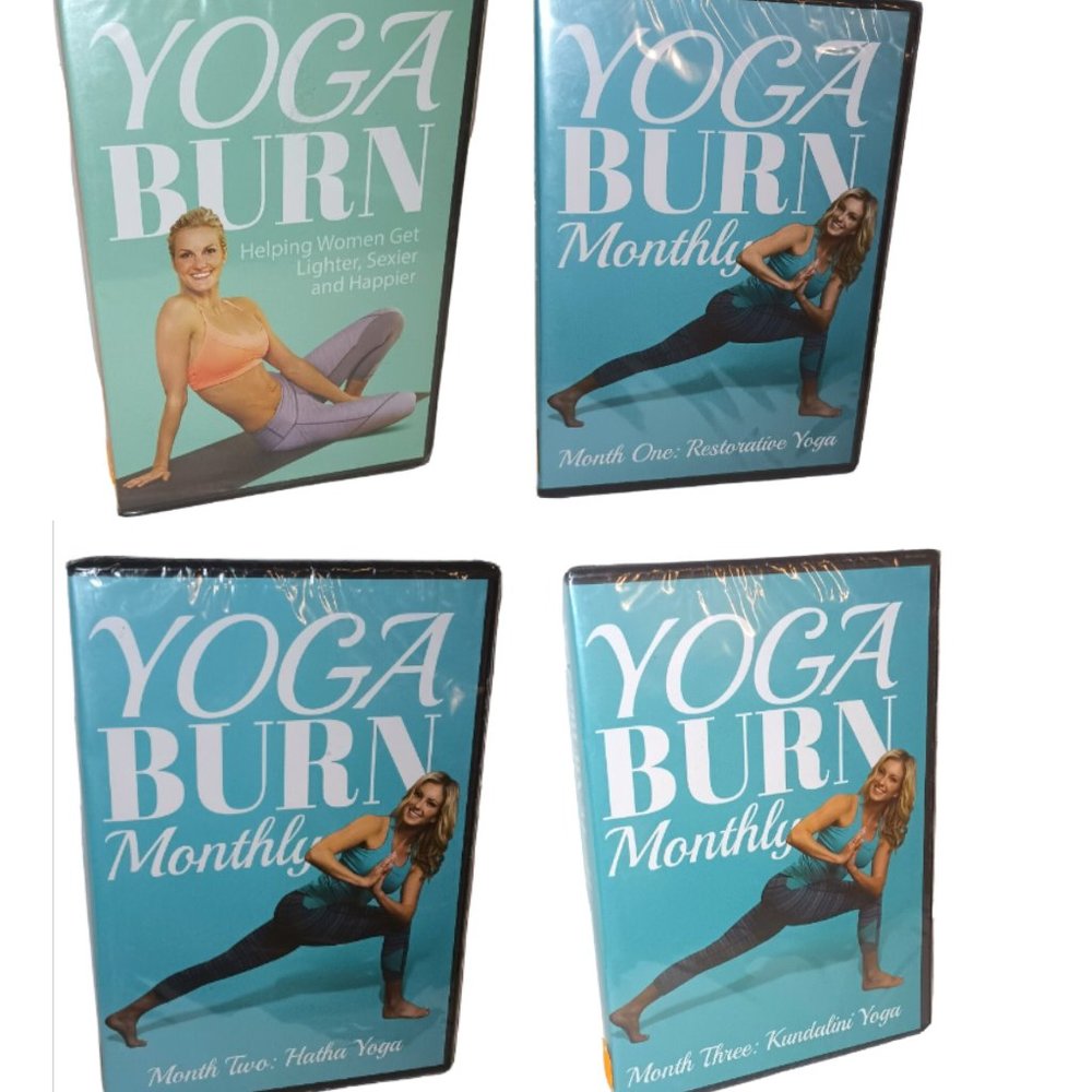 4 Yoga Burn Monthly DVDs Kundalini Hatha Restorative Helping Women Workout